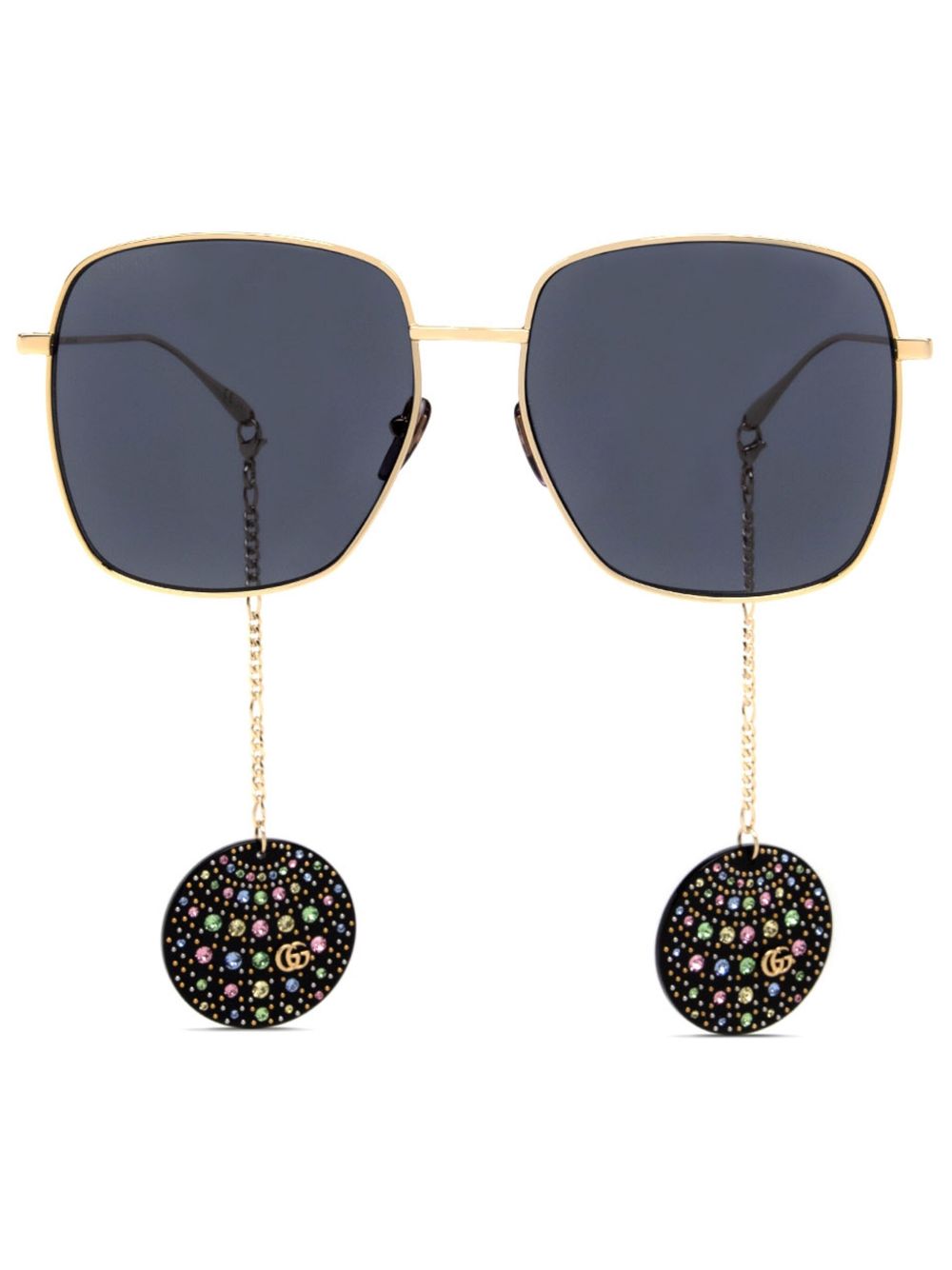 Gucci Eyewear 缀饰方框太阳眼镜 - 金色