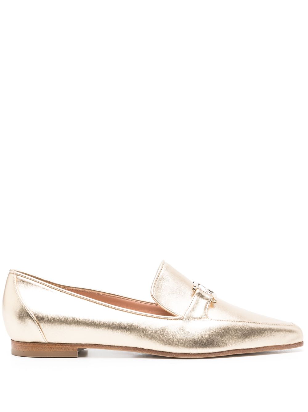 Alberta Ferretti logo标牌皮质乐福鞋 - 金色