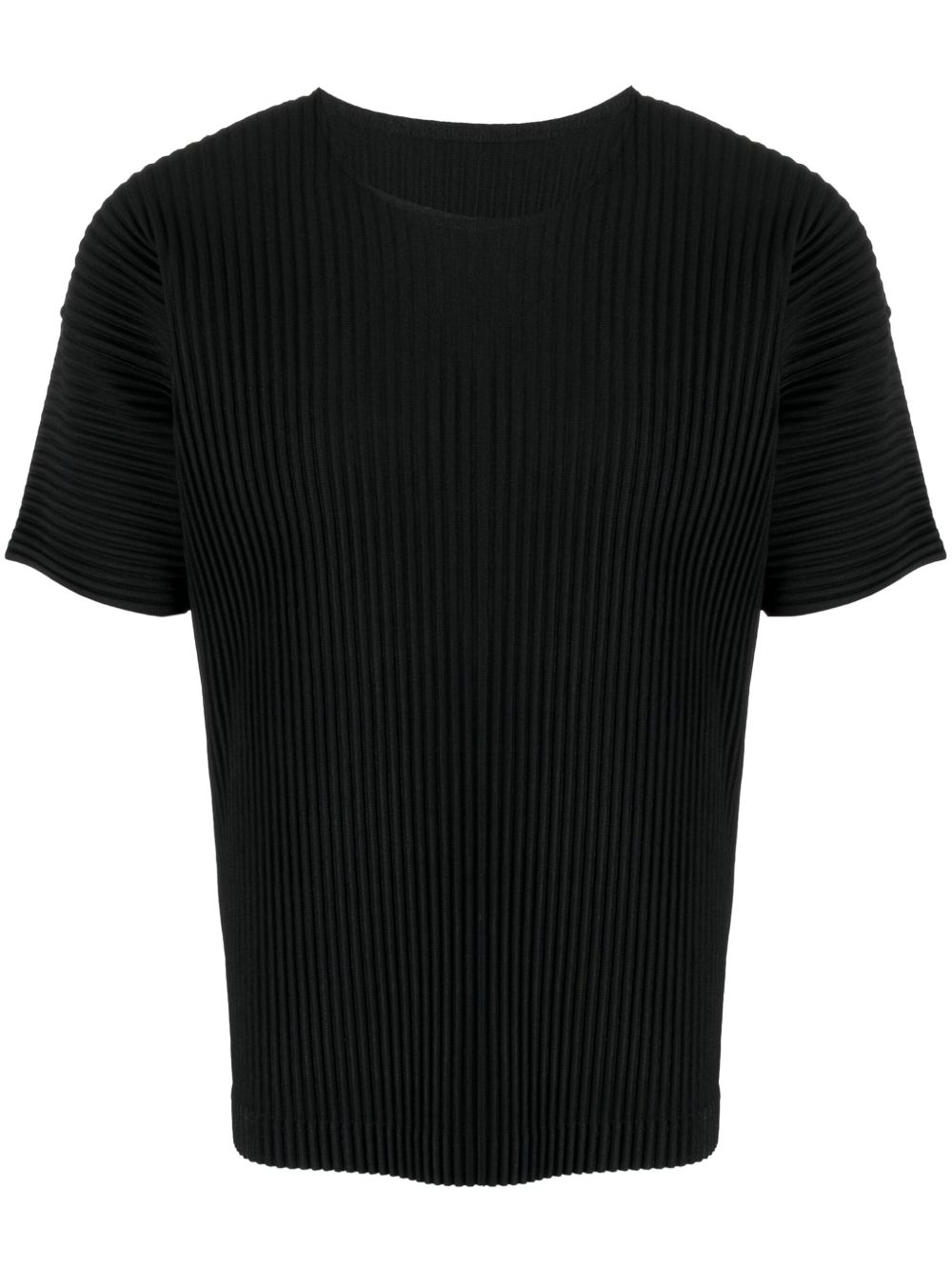 Homme Plissé Issey Miyake 褶饰短袖T恤 - 黑色