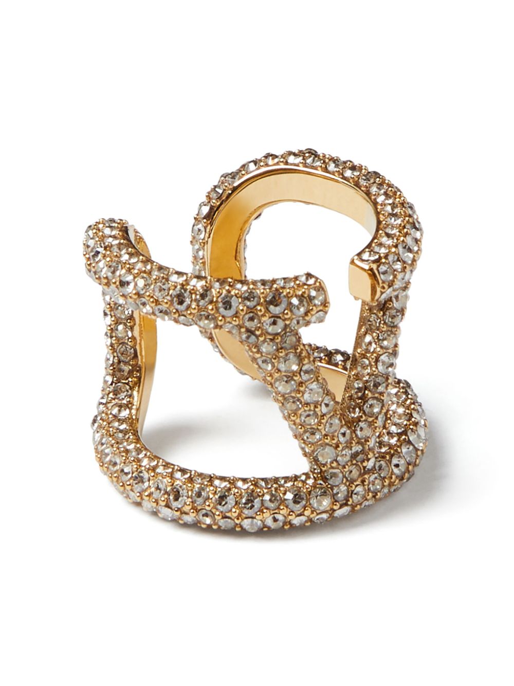 Valentino Garavani VLogo Signature 晶饰戒指 - 金色