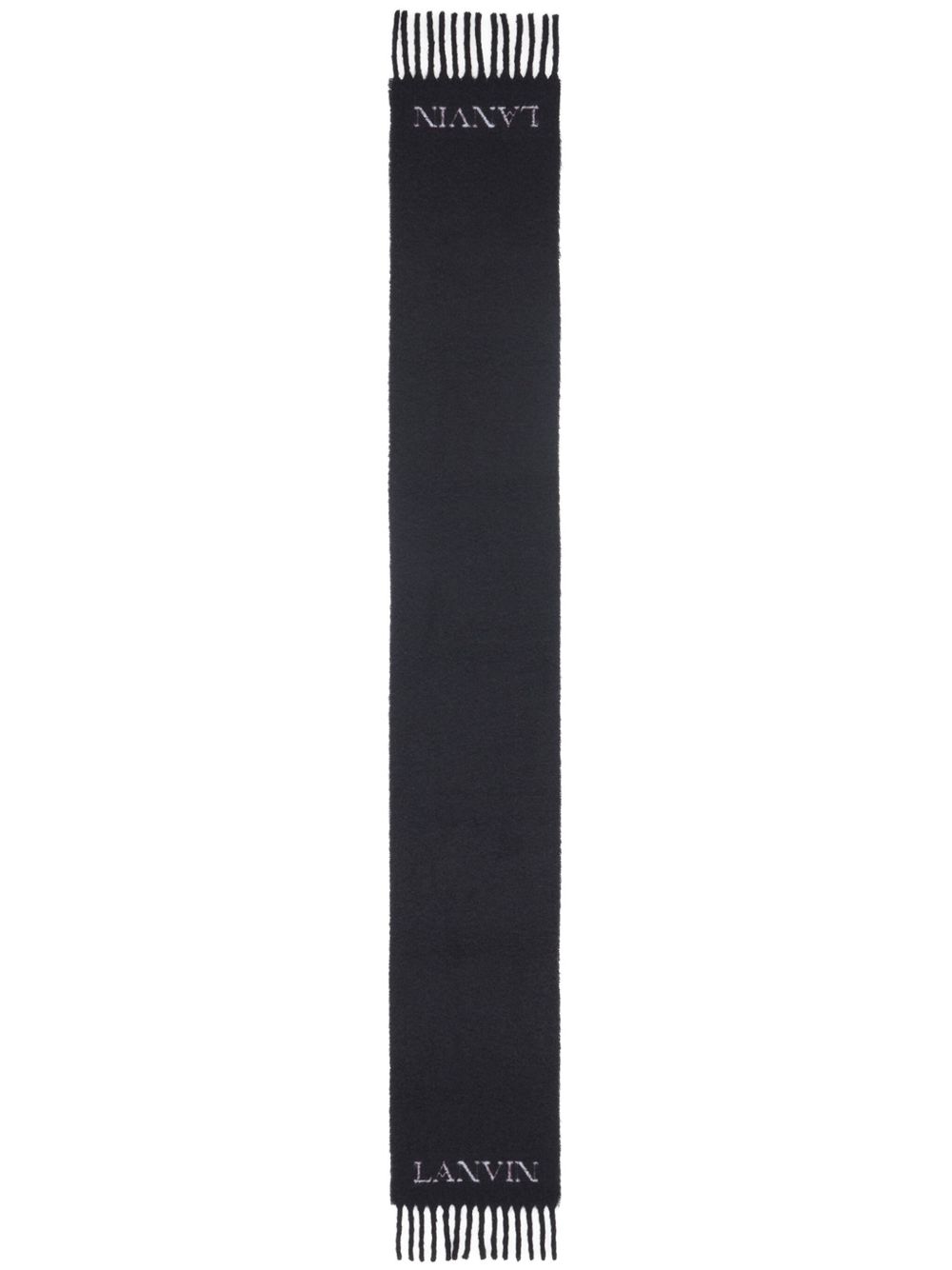Lanvin logo提花图案流苏围巾 - 黑色