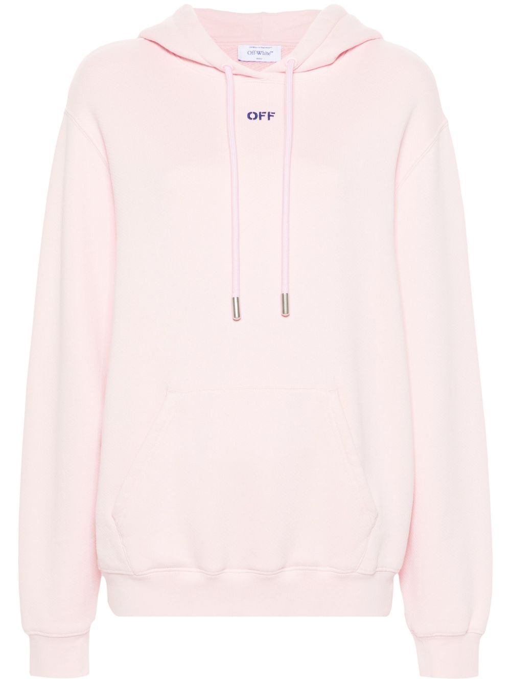 Off-White logo刺绣连帽衫 - 粉色