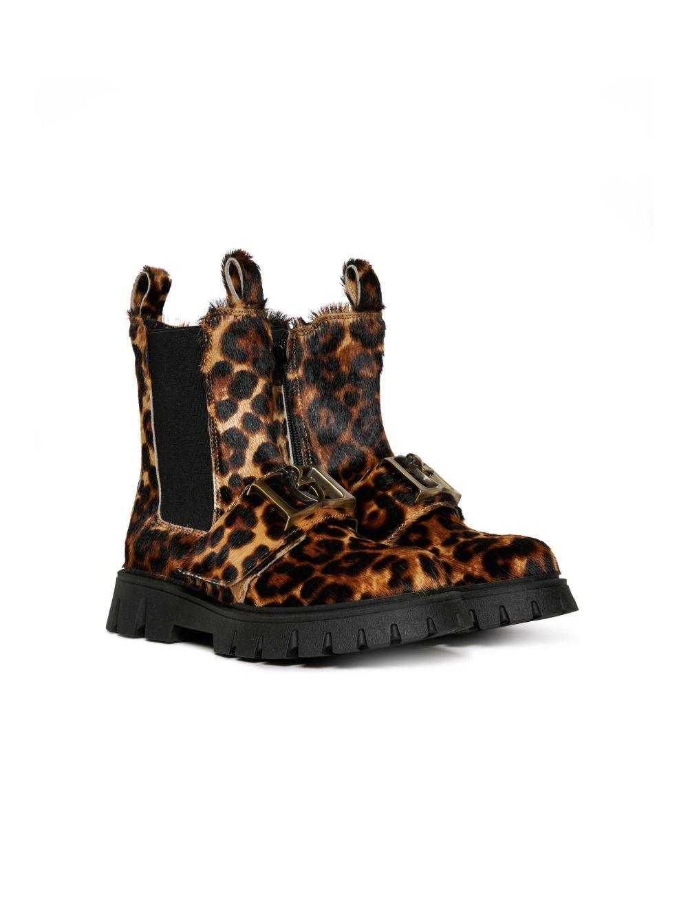 DSQUARED2 KIDS 豹纹切尔西靴 - 褐色