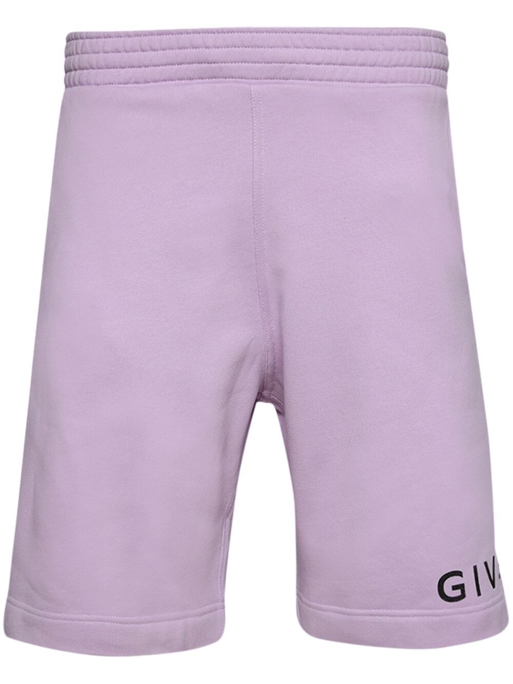 Givenchy logo印花棉短裤 - 紫色