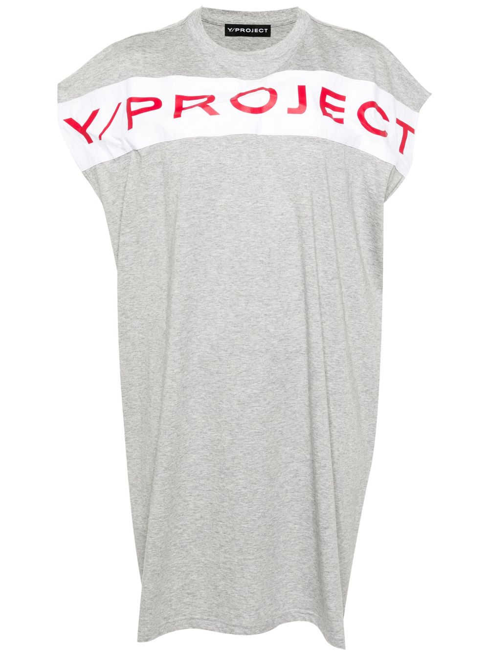 Y/Project logo印花棉连衣裙 - 灰色