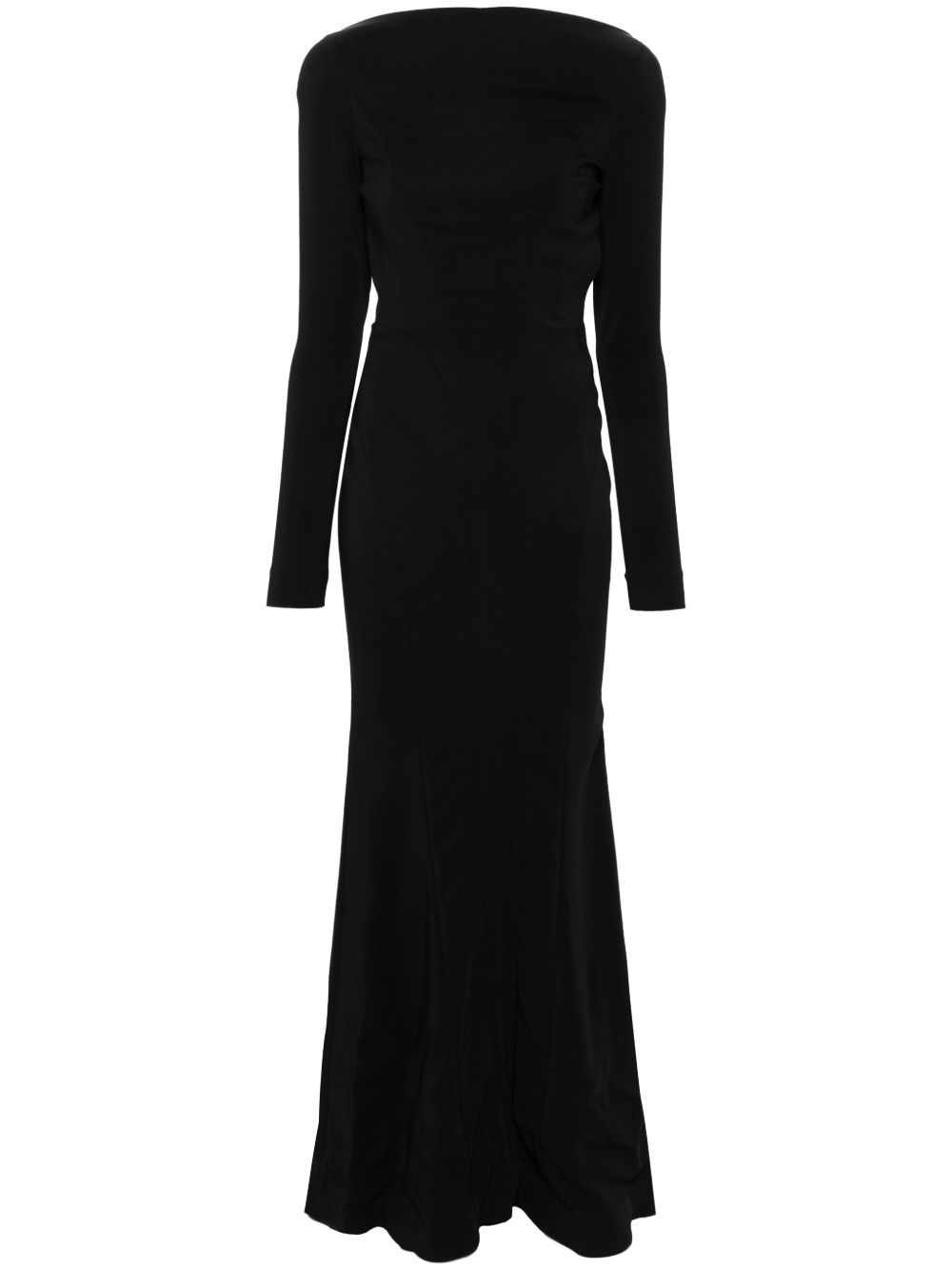 Mugler 露背绉纱礼服 - 黑色