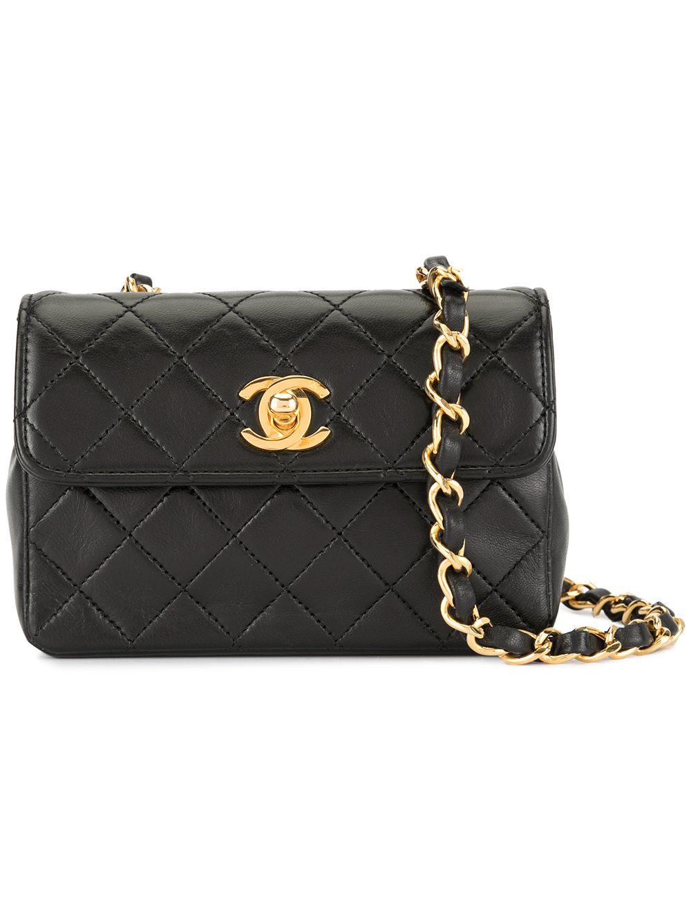 CHANEL Pre-Owned CC logo搭裢单肩包 - 黑色