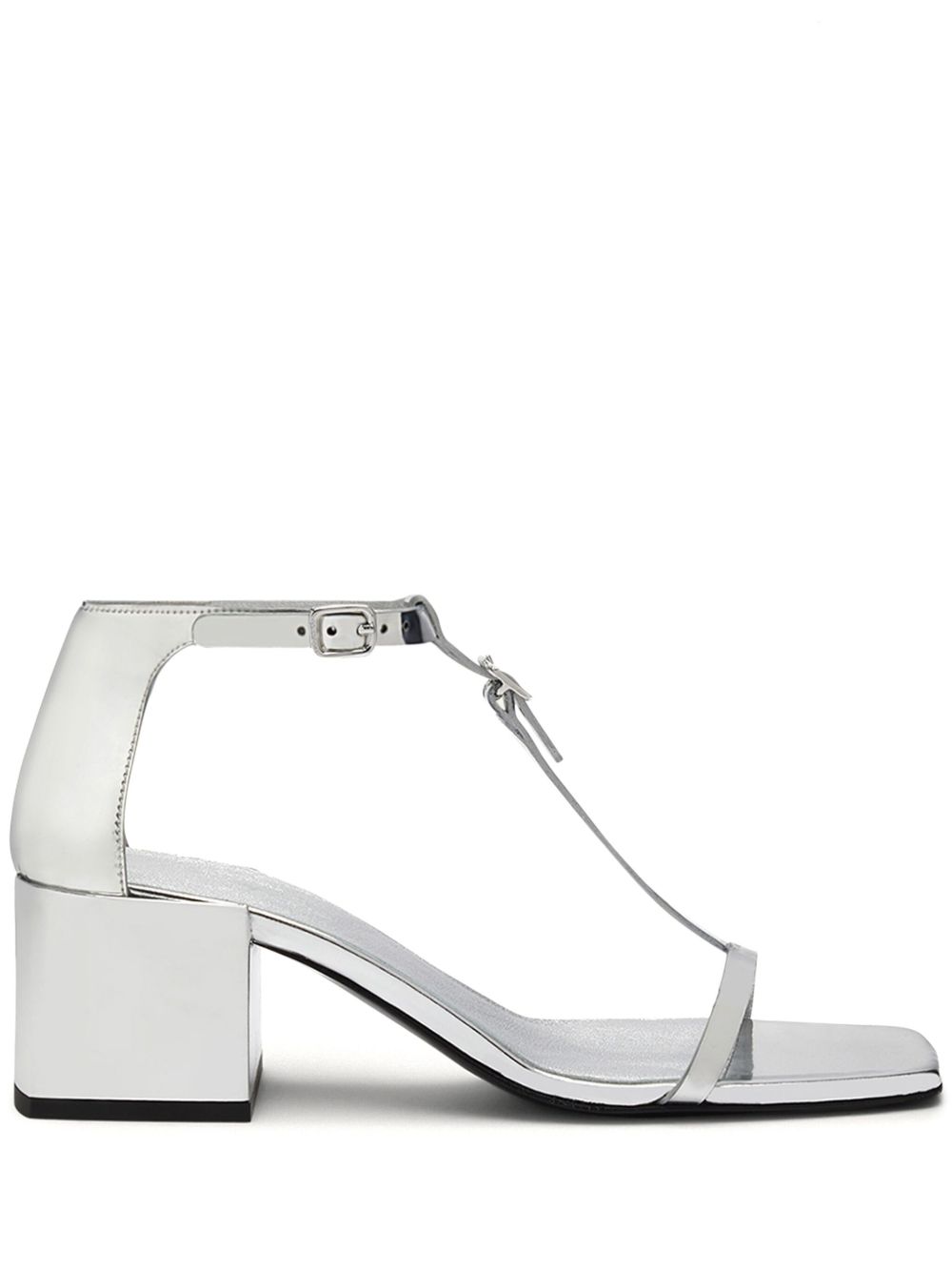 Courrèges Double Buckle 皮质凉鞋 - 银色