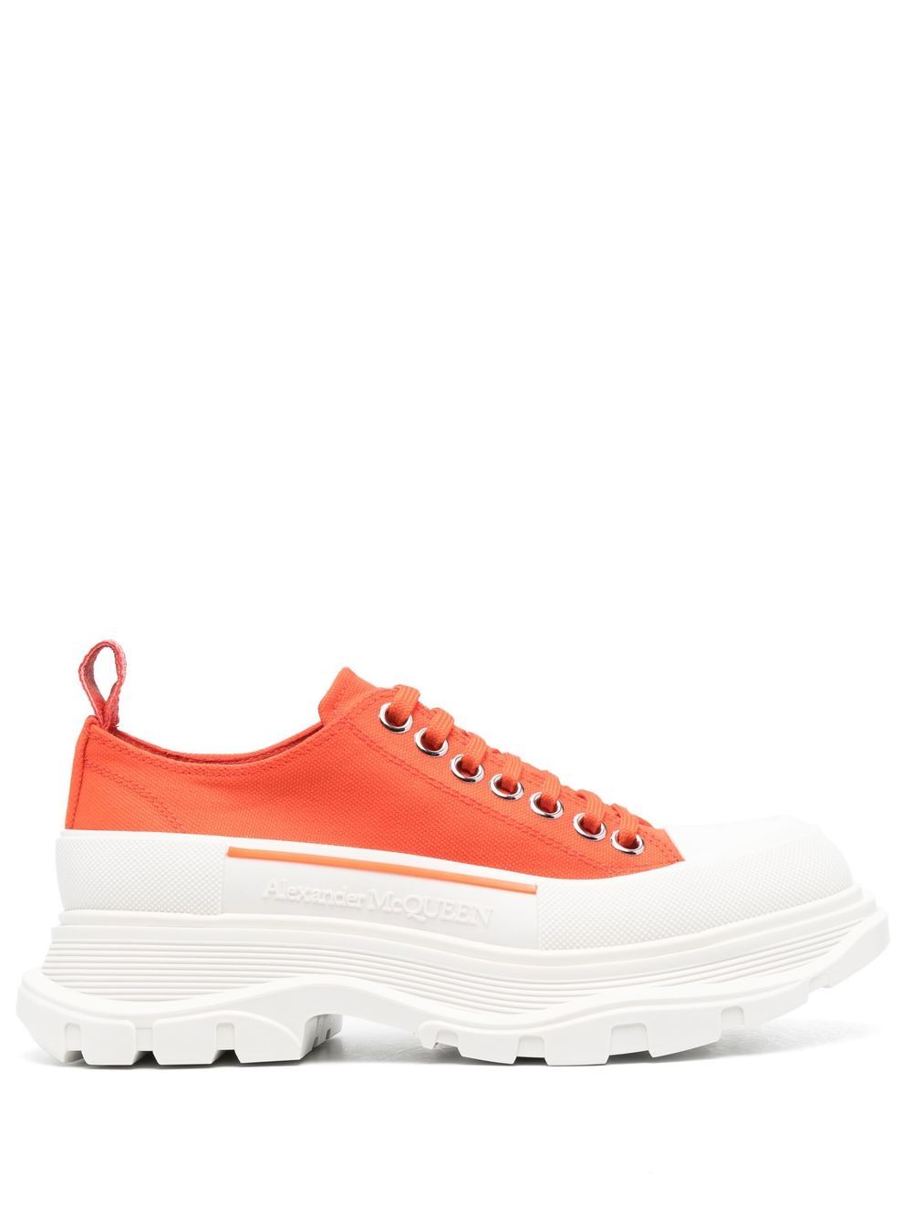 Alexander McQueen Tread-Slick Lace-Up 帆布运动鞋 - 橘色