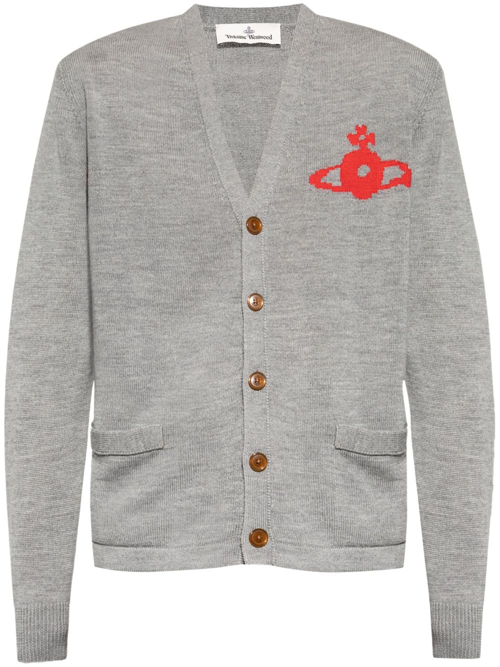 Vivienne Westwood logo嵌花针织开衫 - 灰色