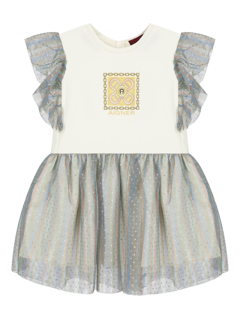 Aigner Kids logo印花连衣裙 - 中性色