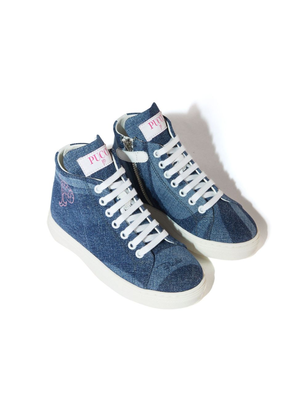 PUCCI Junior Marmo 印花牛仔运动鞋 - 蓝色