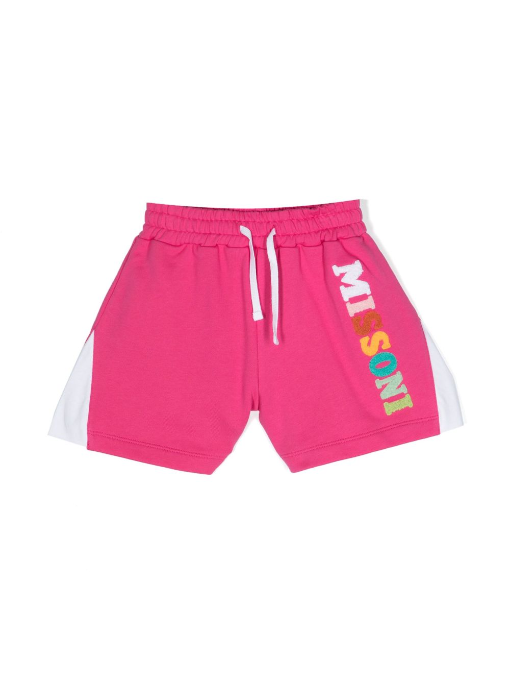 Missoni Kids logo贴花棉短裤 - 粉色