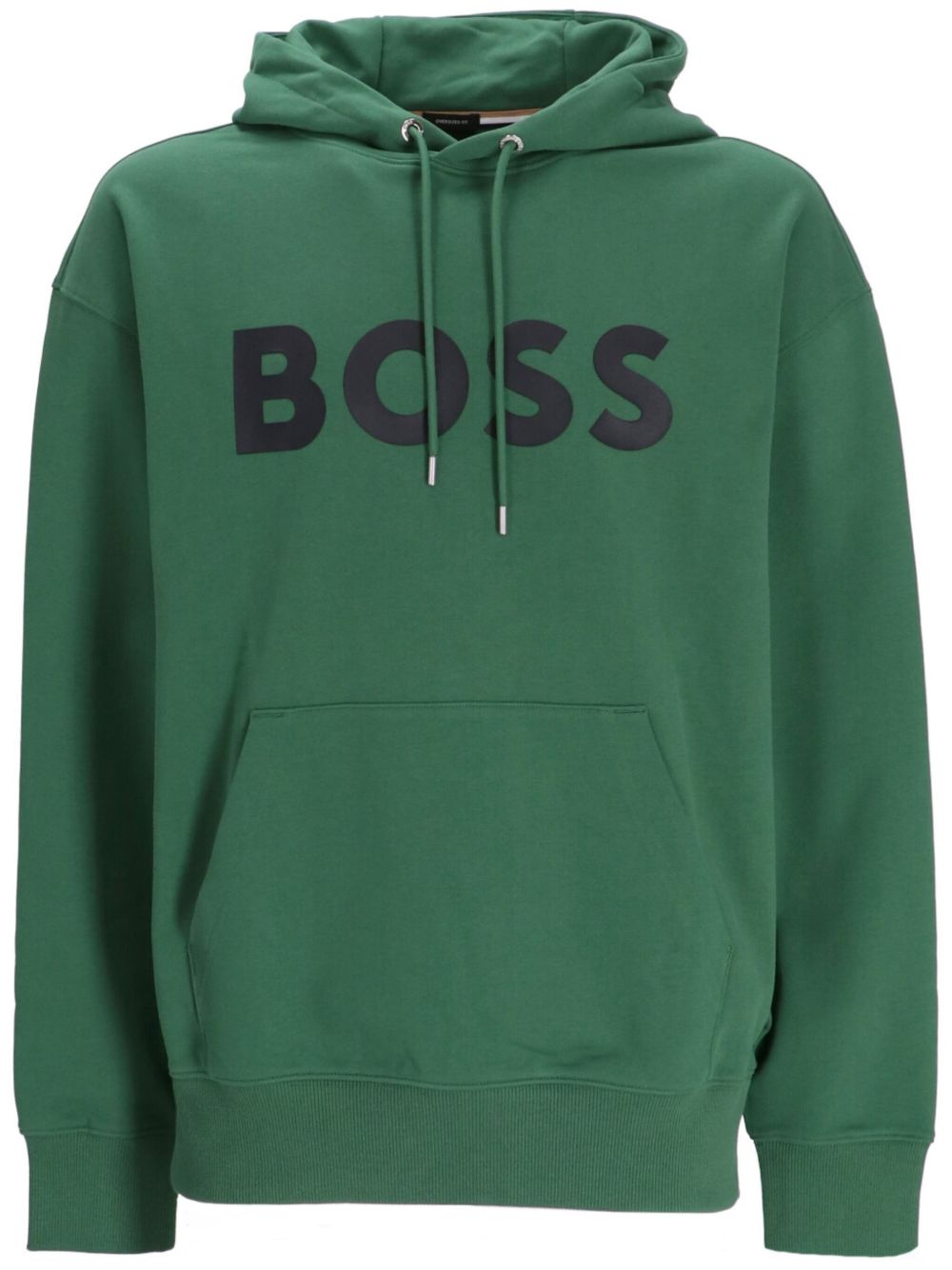 BOSS logo印花棉连帽衫 - 绿色