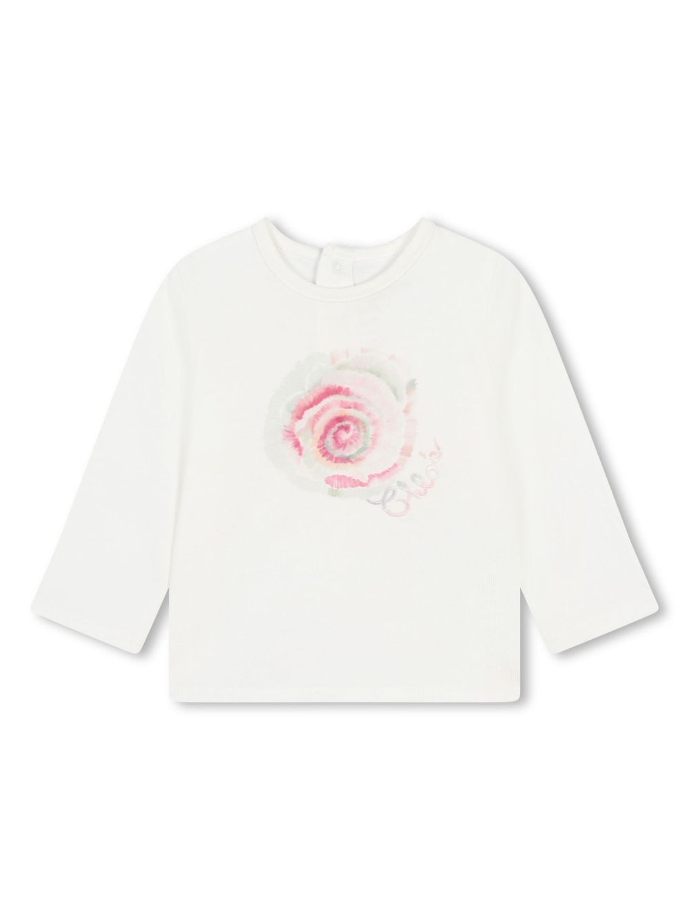 Chloé Kids 花卉印花棉T恤 - 白色