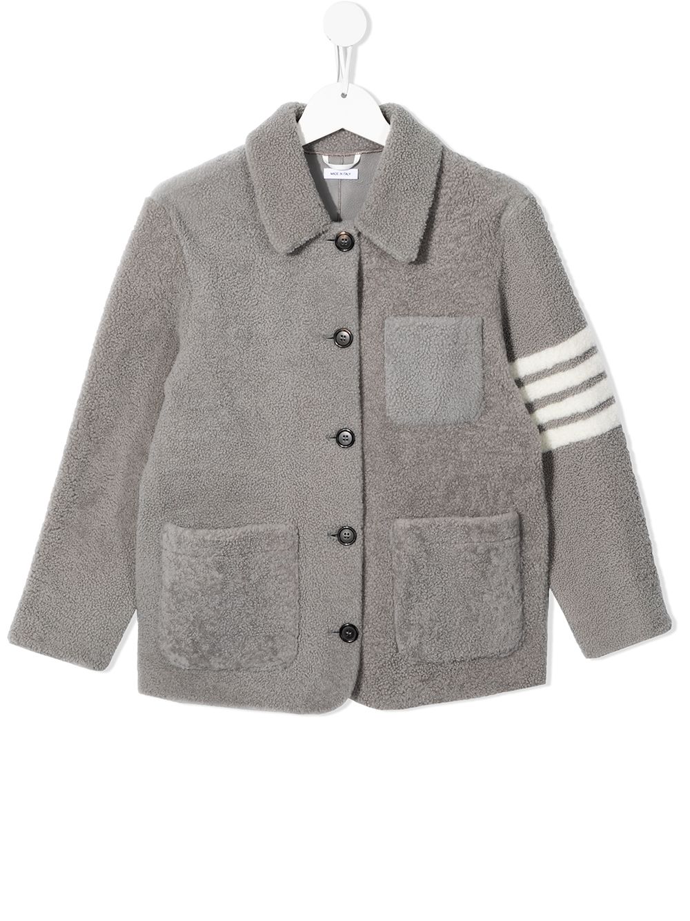 Thom Browne Kids 排扣贴身西装夹克 - 灰色