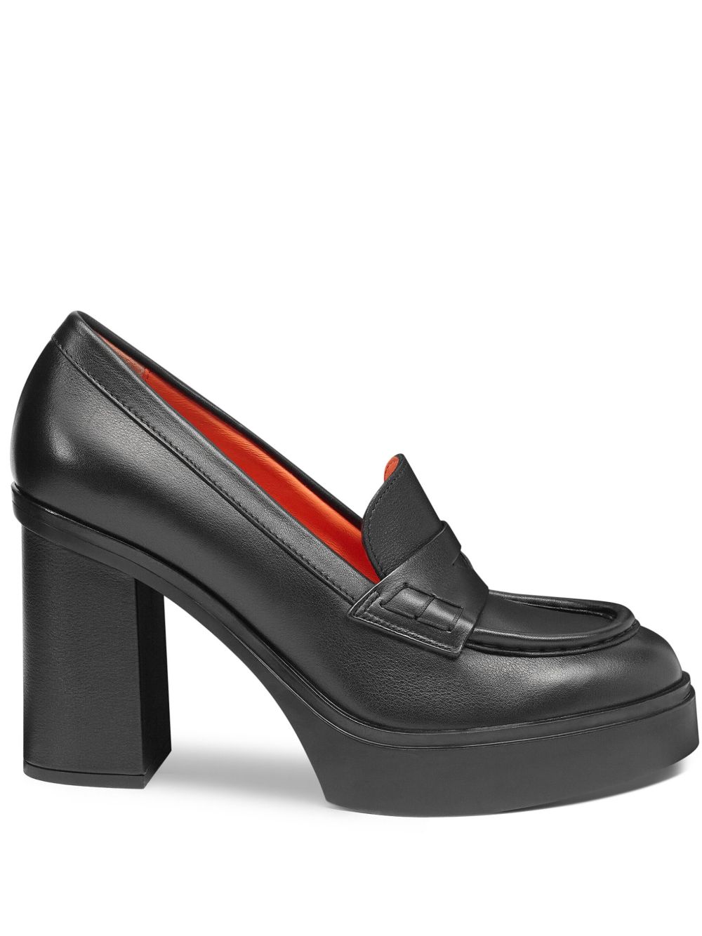 Santoni 粗高跟乐福鞋 - 黑色