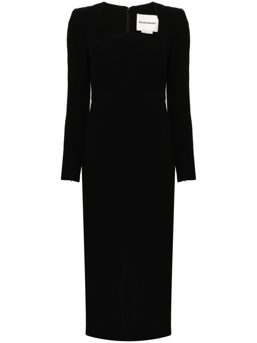 Roland Mouret 弧形领羊毛中长连衣裙 - 黑色