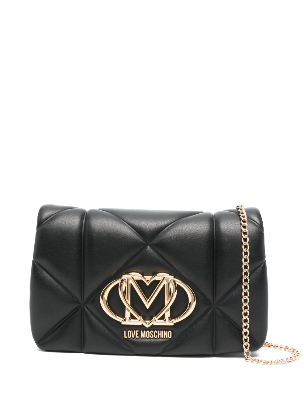 Love Moschino logo标牌斜挎包 - 黑色