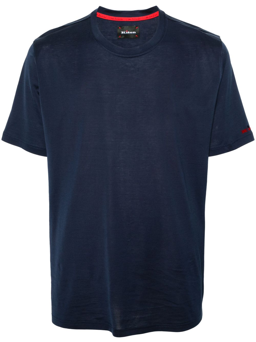 Kiton logo植绒棉T恤 - 蓝色