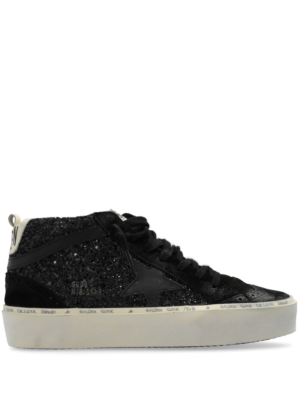 Golden Goose Mid Star 高帮亮片金葱板鞋 - 黑色