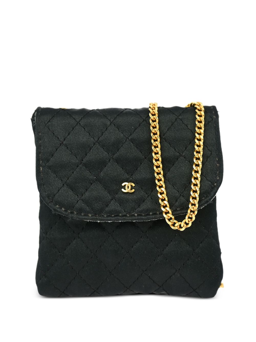 CHANEL Pre-Owned CC 菱纹绗缝搭链小袋（1990-2000年代典藏款） - 黑色