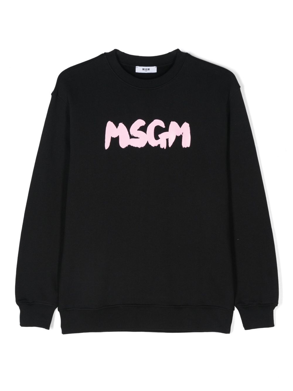 MSGM Kids logo印花棉卫衣 - 黑色