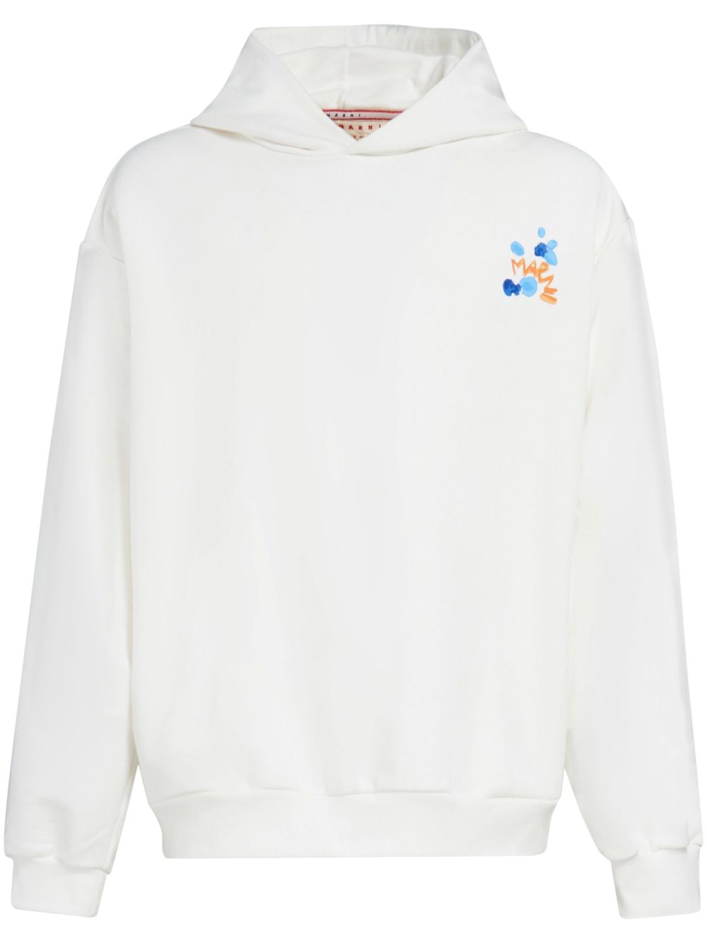 Marni logo印花棉连帽衫 - 白色