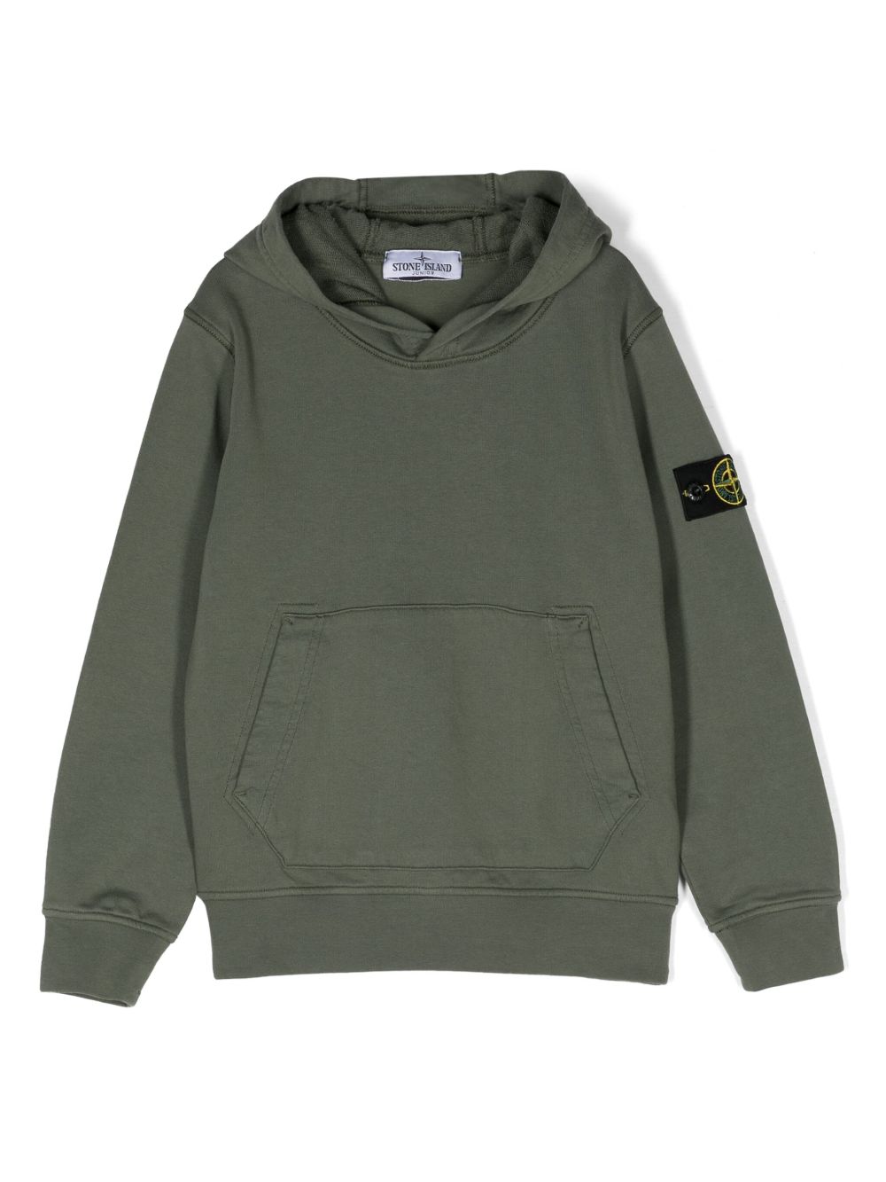 Stone Island Junior 罗盘徽章棉连帽衫 - 绿色
