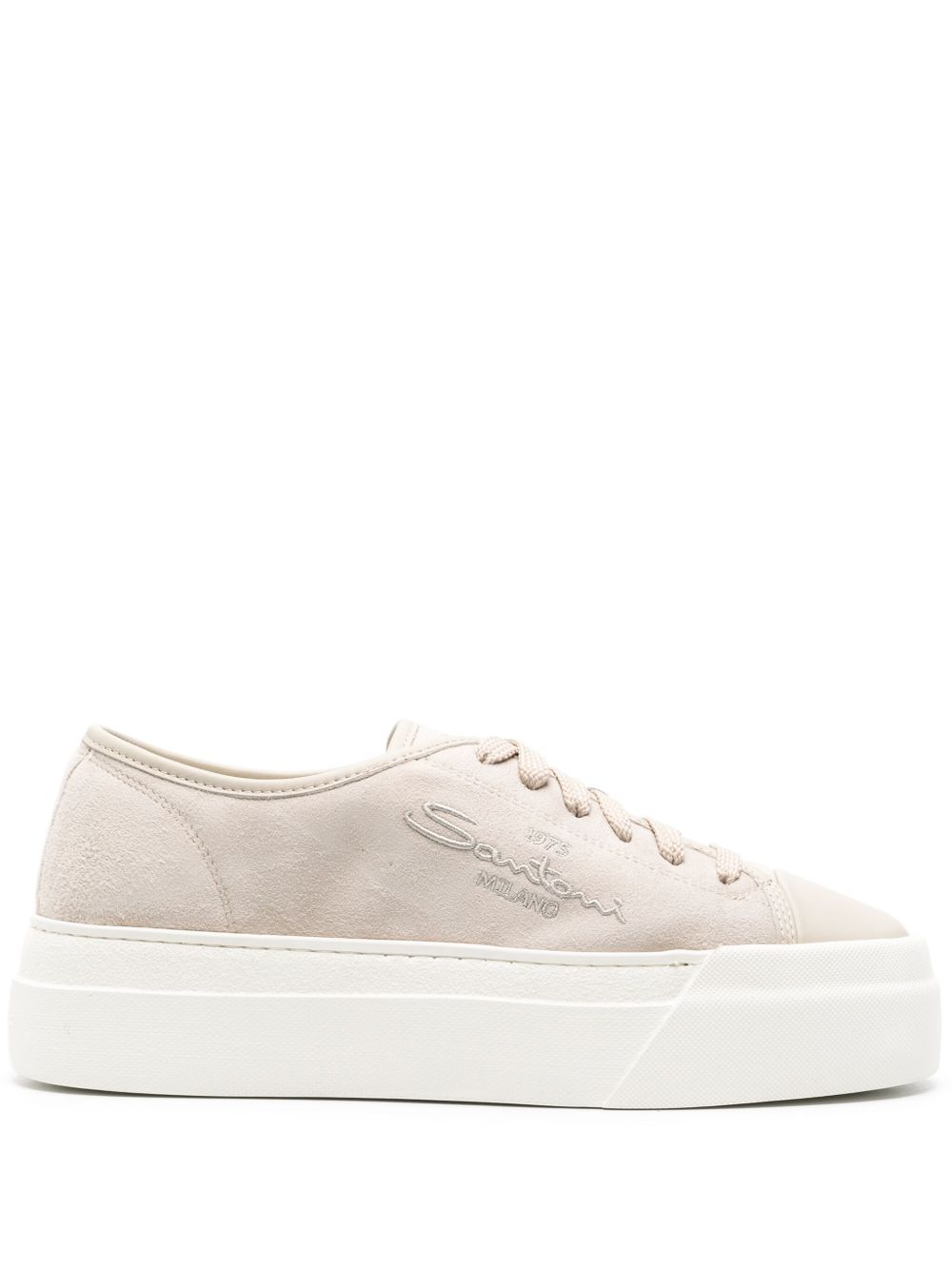 Santoni 绒面皮厚底运动鞋 - 中性色