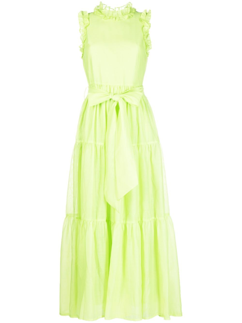 Baruni ruffle-trim belted maxi dress - 绿色