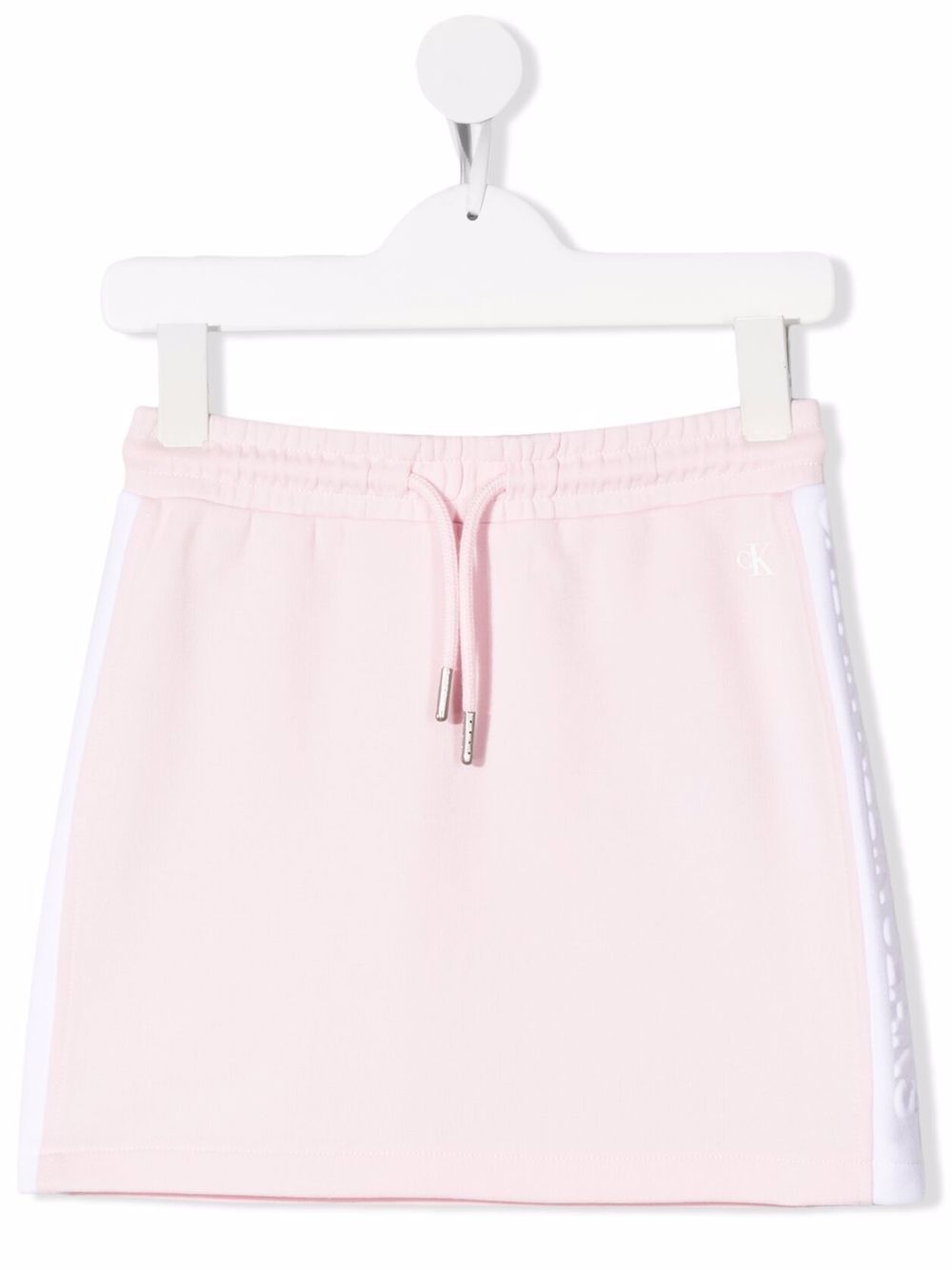 Calvin Klein Kids logo侧条纹迷你半身裙 - 粉色