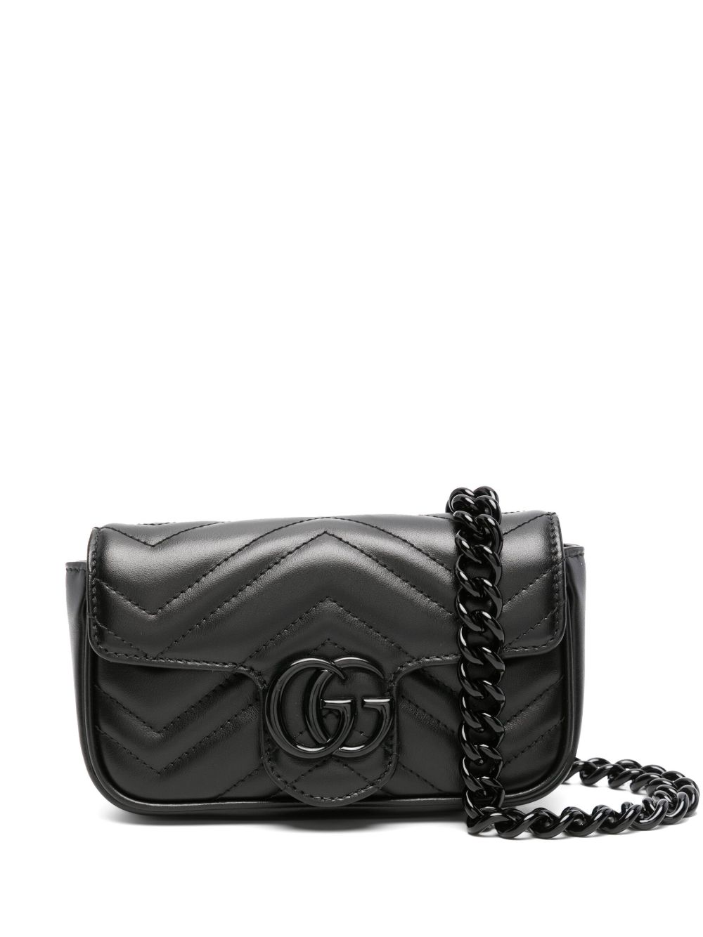 Gucci GG Marmont 皮质腰包 - 黑色