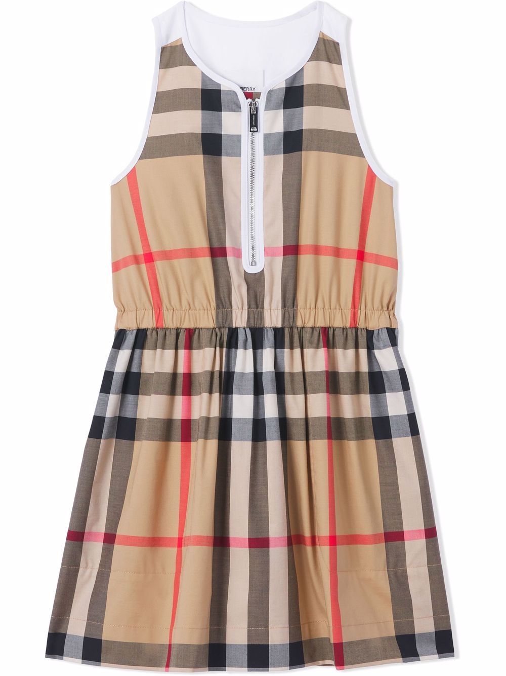 Burberry Kids 博柏利 无袖格纹连衣裙 - 中性色