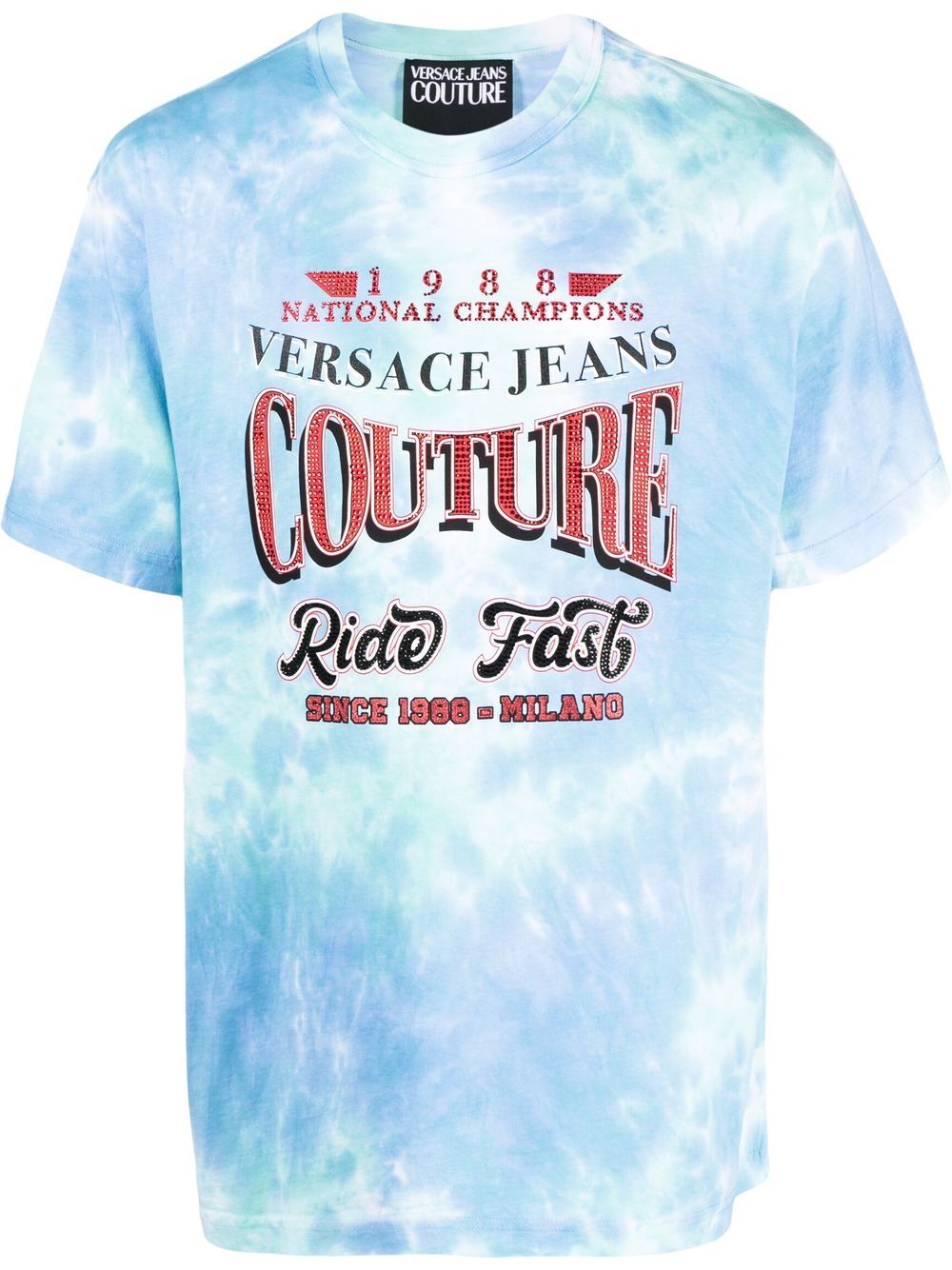 Versace Jeans Couture 范思哲 标语印花扎染T恤 - 蓝色