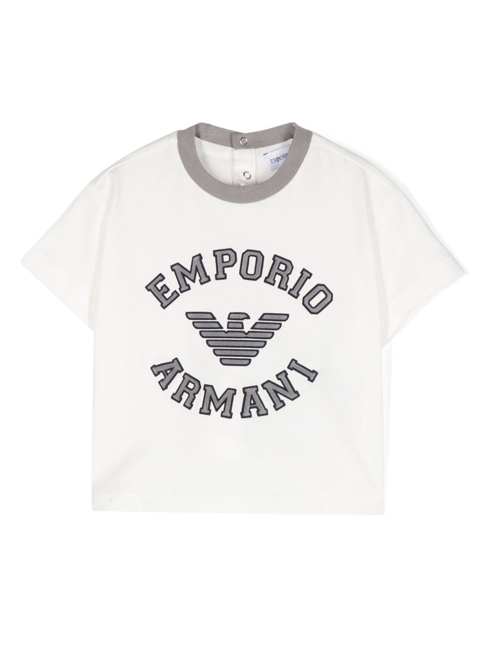 Emporio Armani Kids logo压纹棉T恤 - 白色