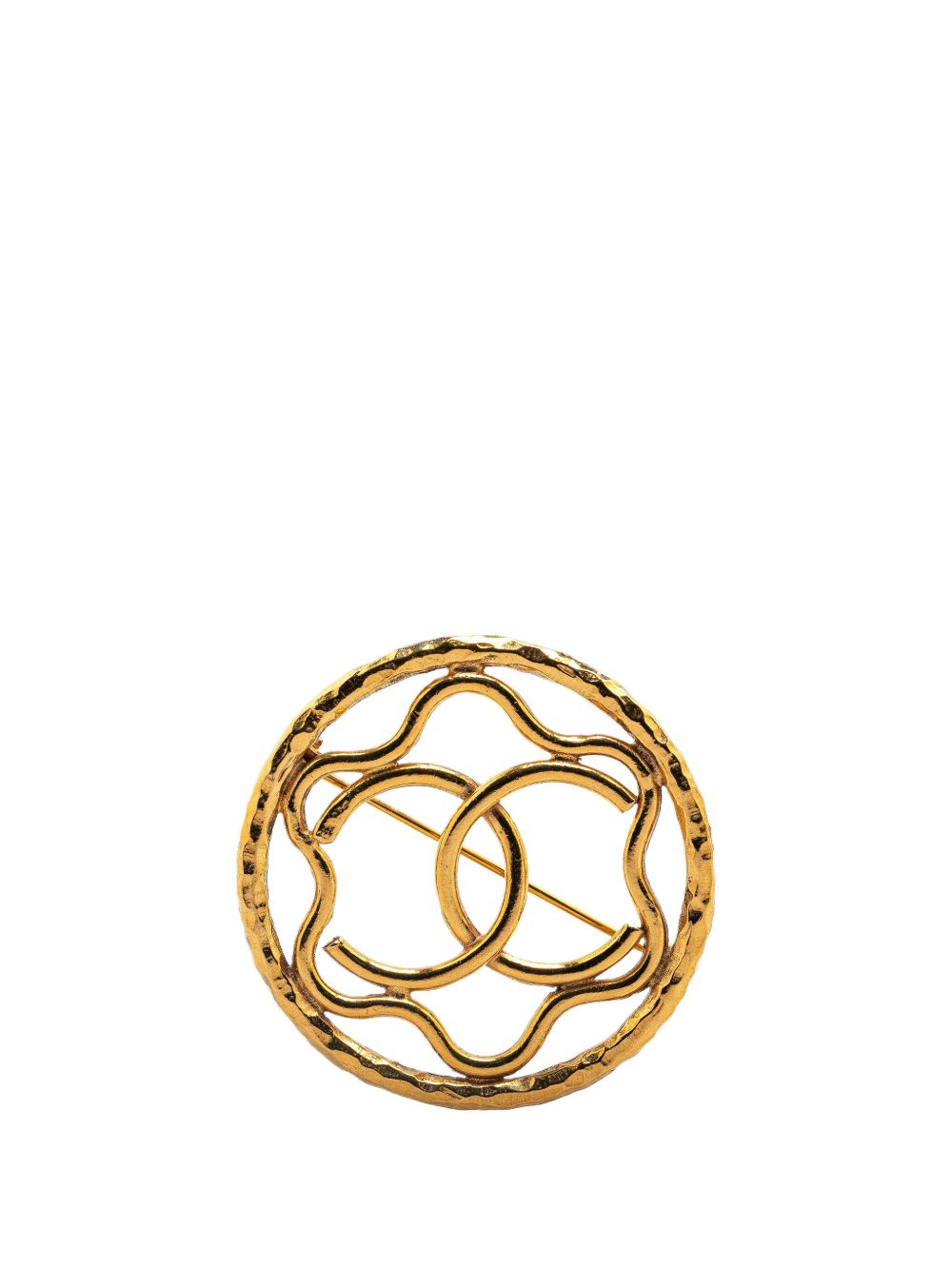 CHANEL Pre-Owned 镀金 CC Flower 胸针（1900年代典藏款） - 金色