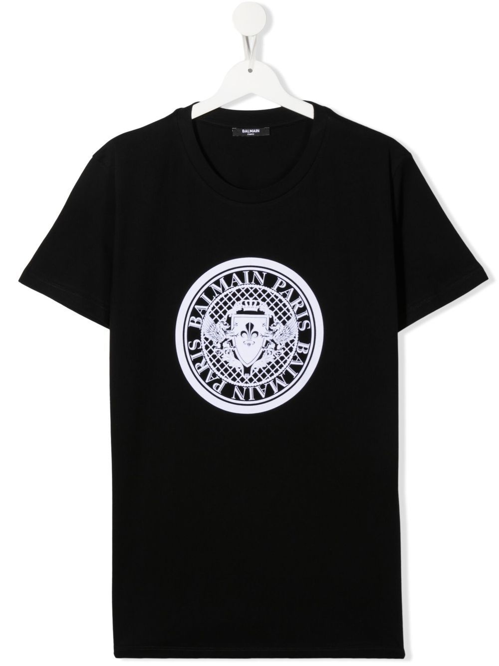 Balmain Kids 巴尔曼 logo印花棉T恤 - 黑色