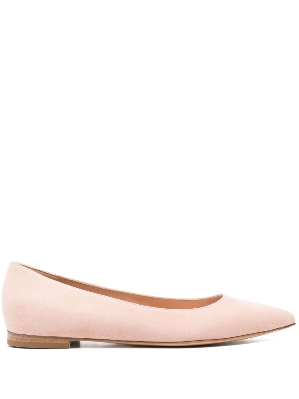Gianvito Rossi 尖头绒面皮平底鞋 - 粉色