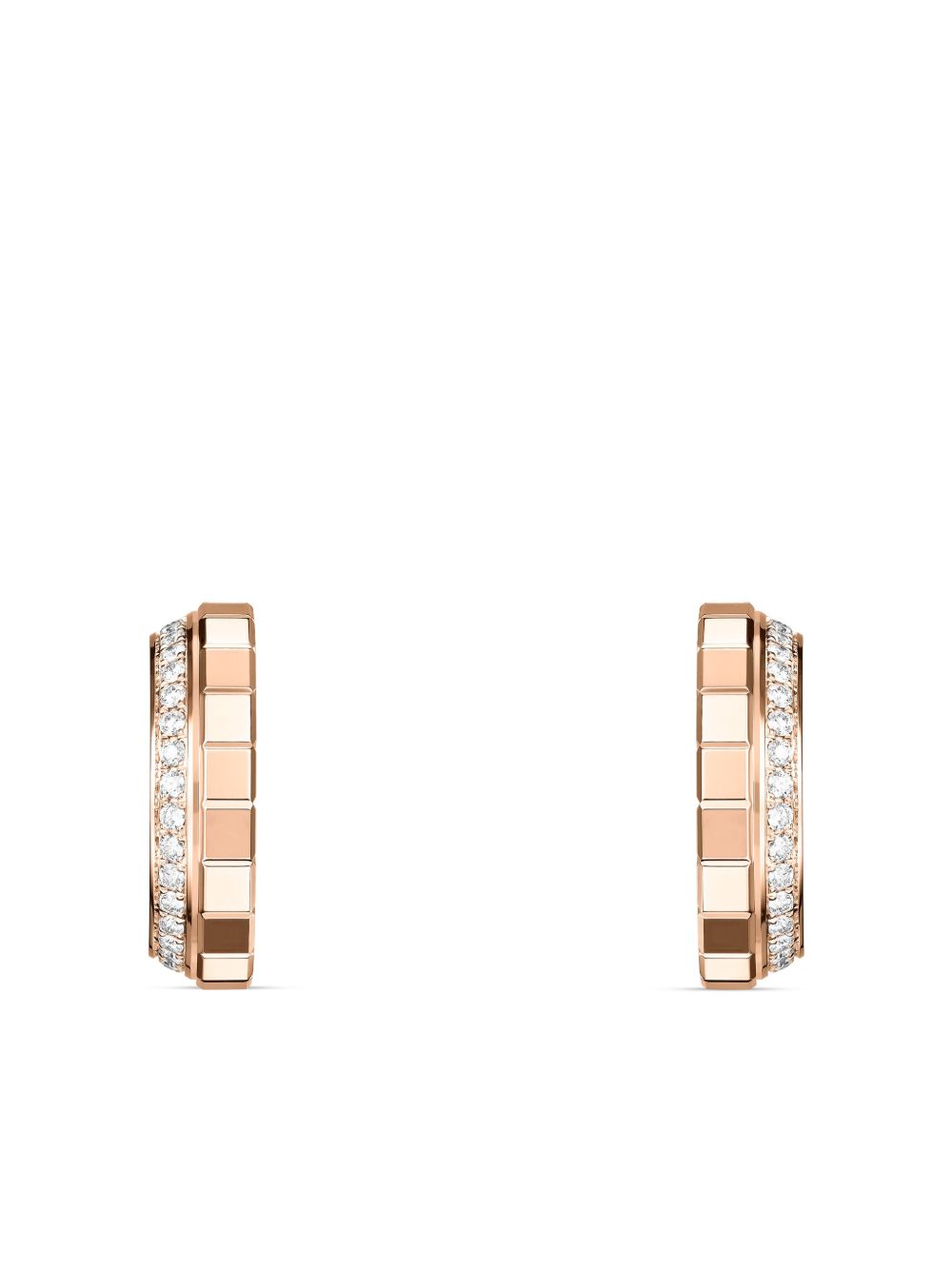 Chopard 18K玫瑰金 Ice Cube 钻石耳环 - 粉色