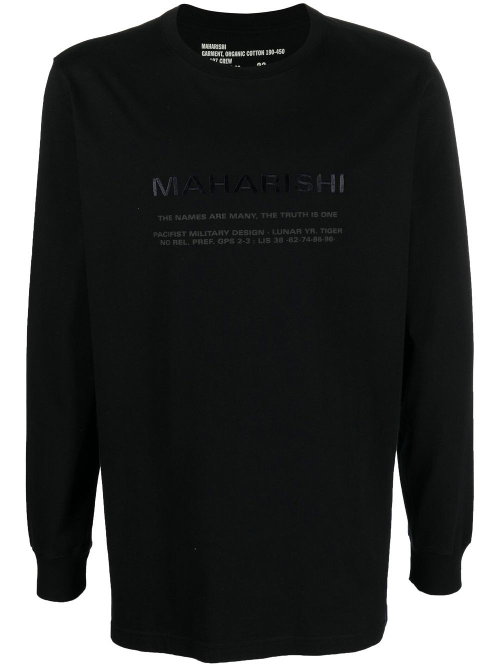Maharishi logo印花长袖T恤 - 黑色