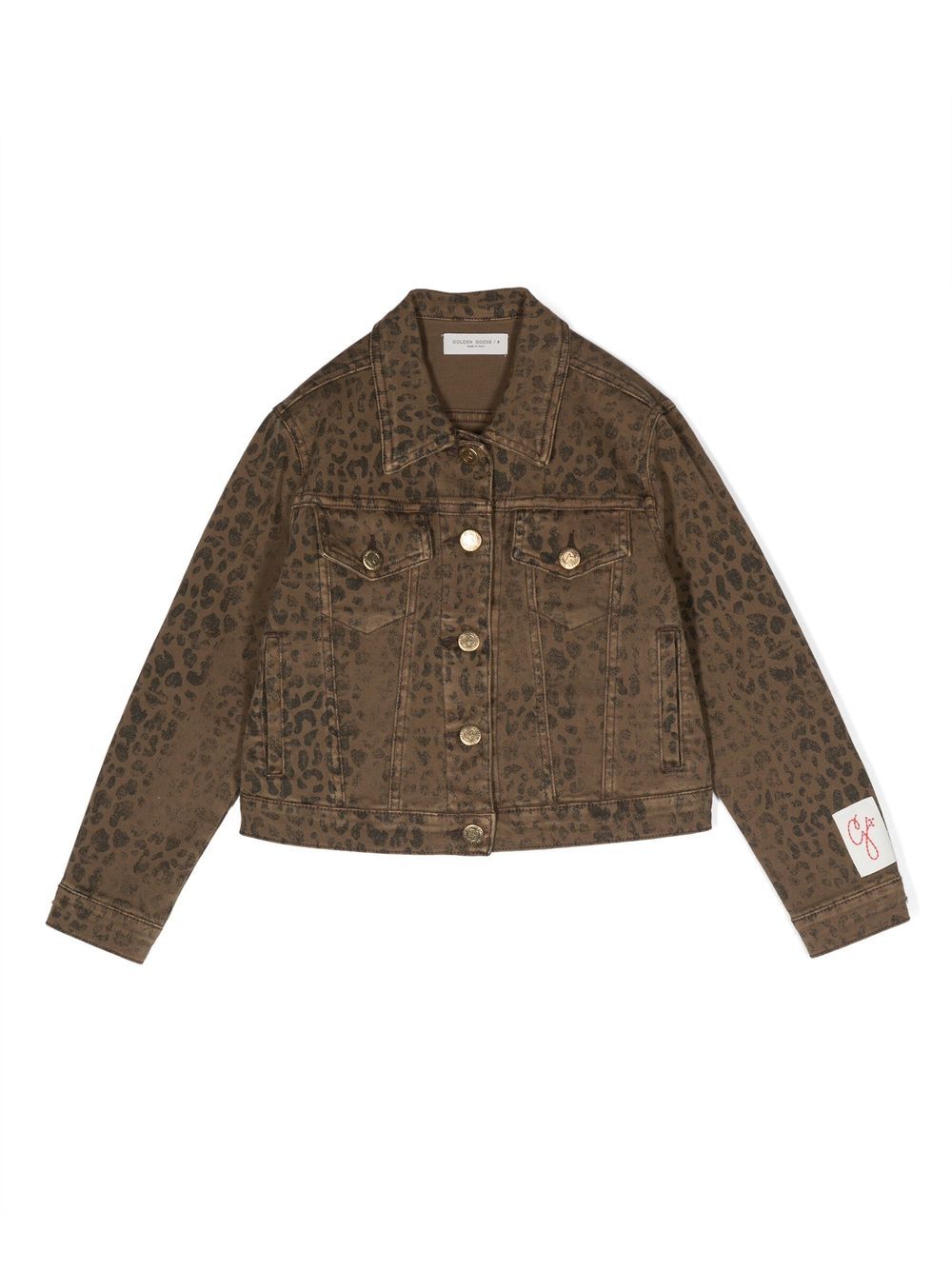 Golden Goose Kids 豹纹牛仔夹克 - 褐色
