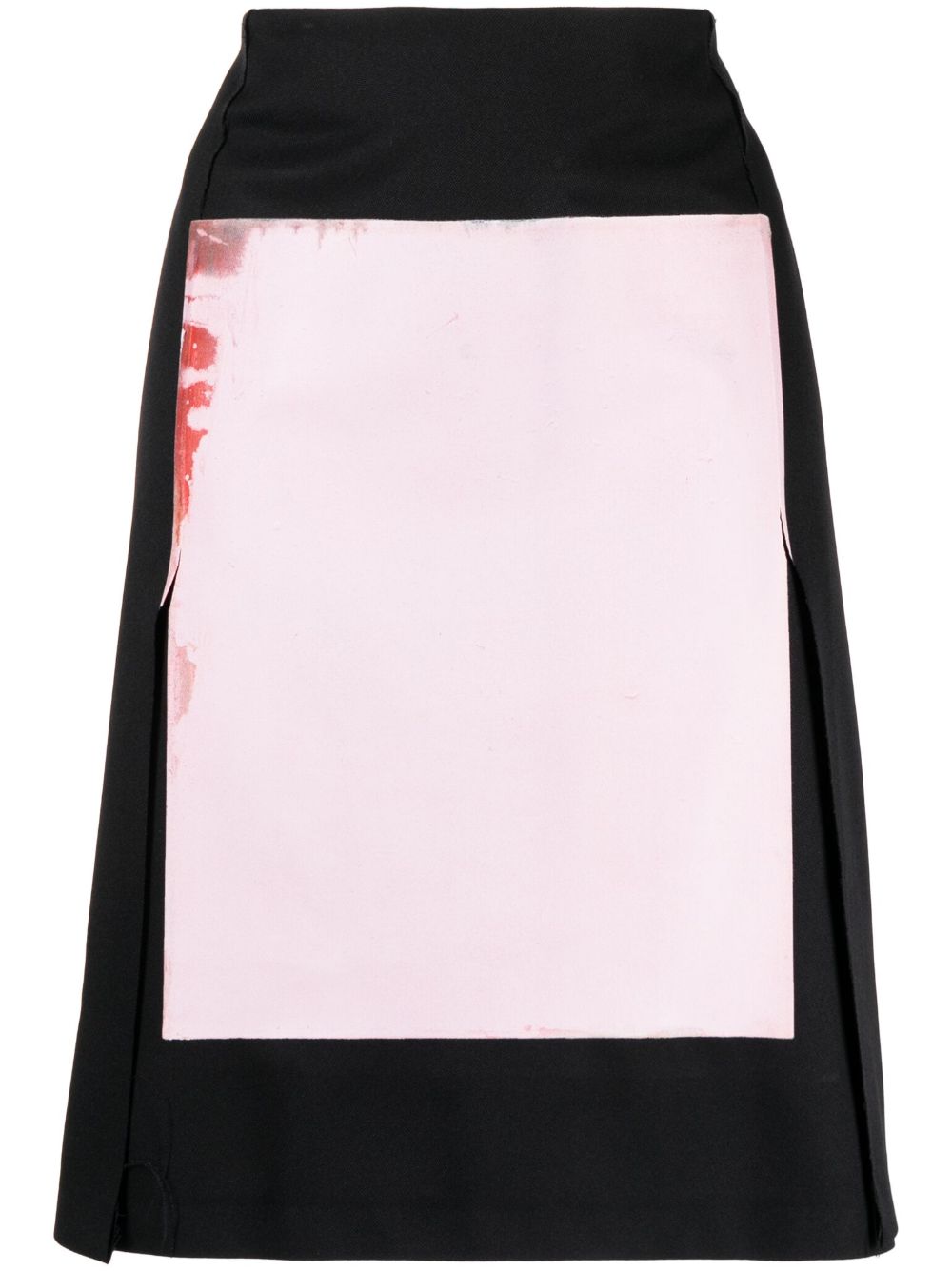 Raf Simons 中腰双色半身裙 - 黑色