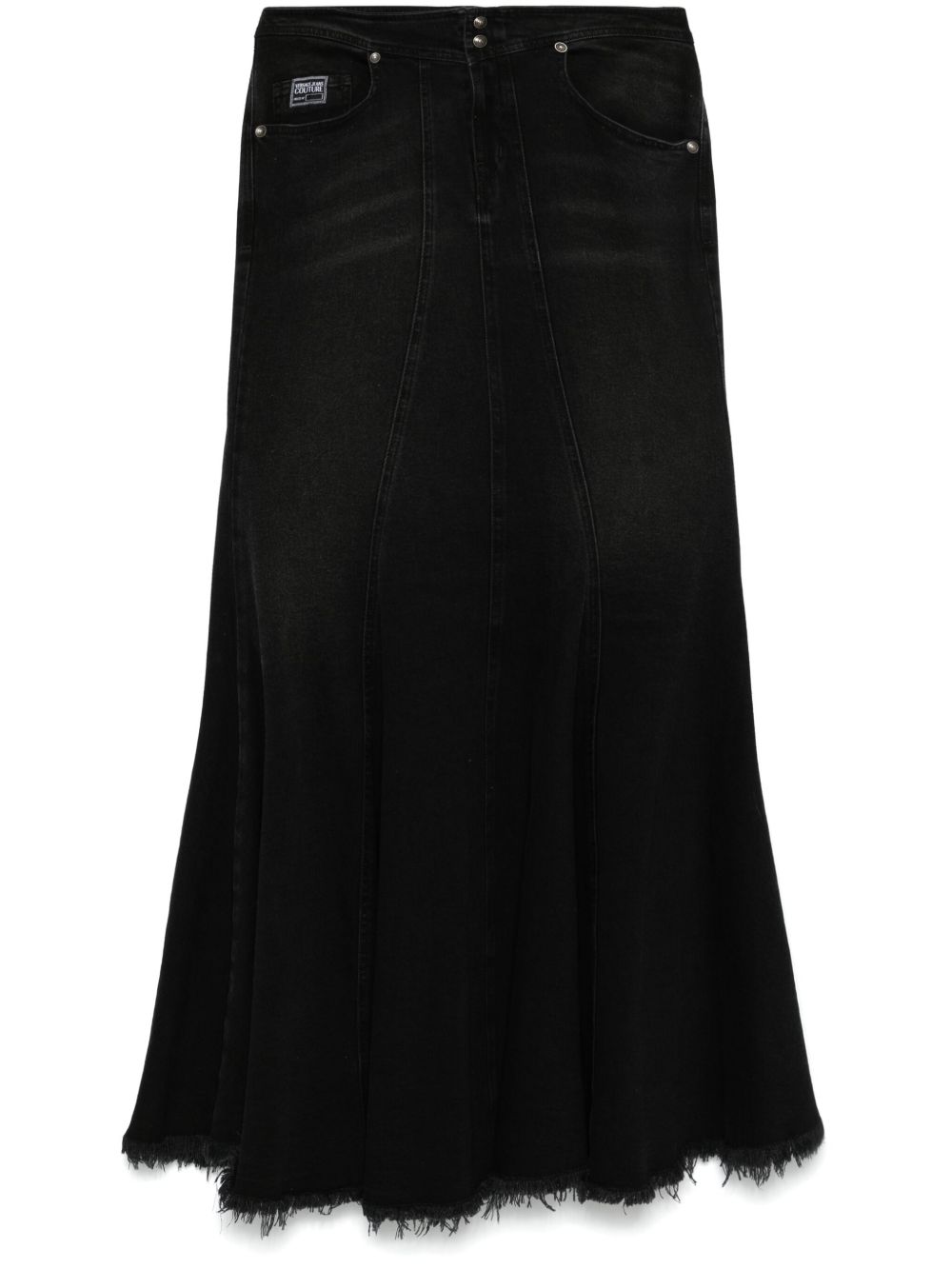 Versace Jeans Couture 鱼尾设计牛仔中长半身裙 - 黑色