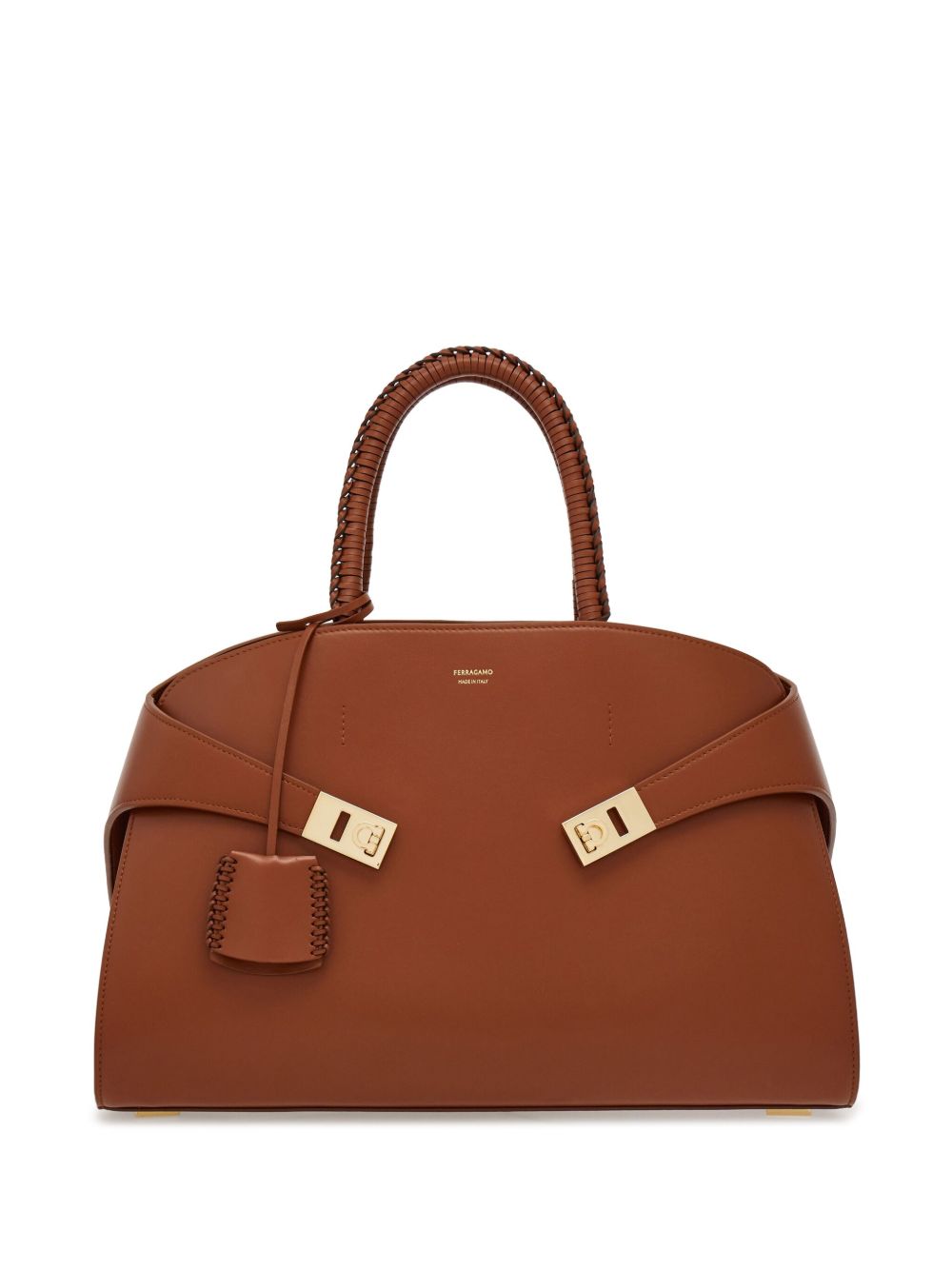 Ferragamo The Hug 中号皮质手提包 - 褐色