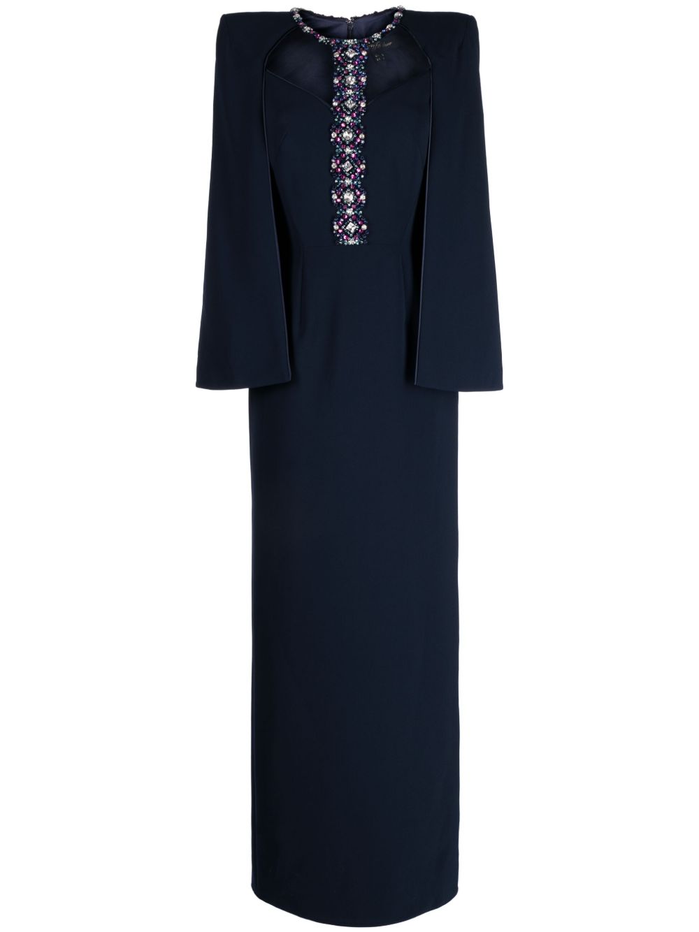 Jenny Packham Lucille 晶饰长款连衣裙 - 蓝色