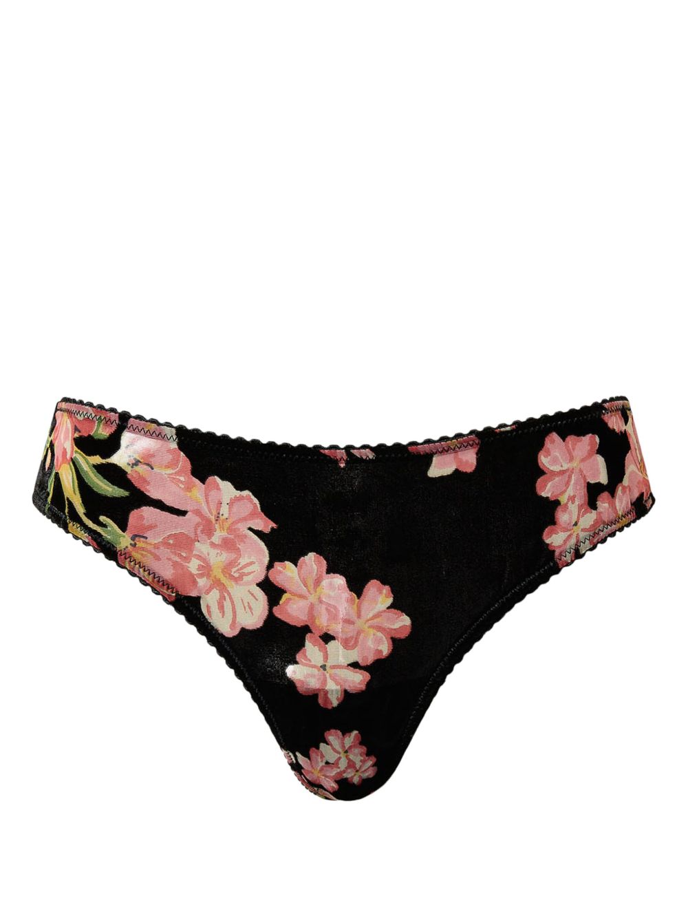 TWINSET 烧花天鹅绒三角内裤 - 黑色
