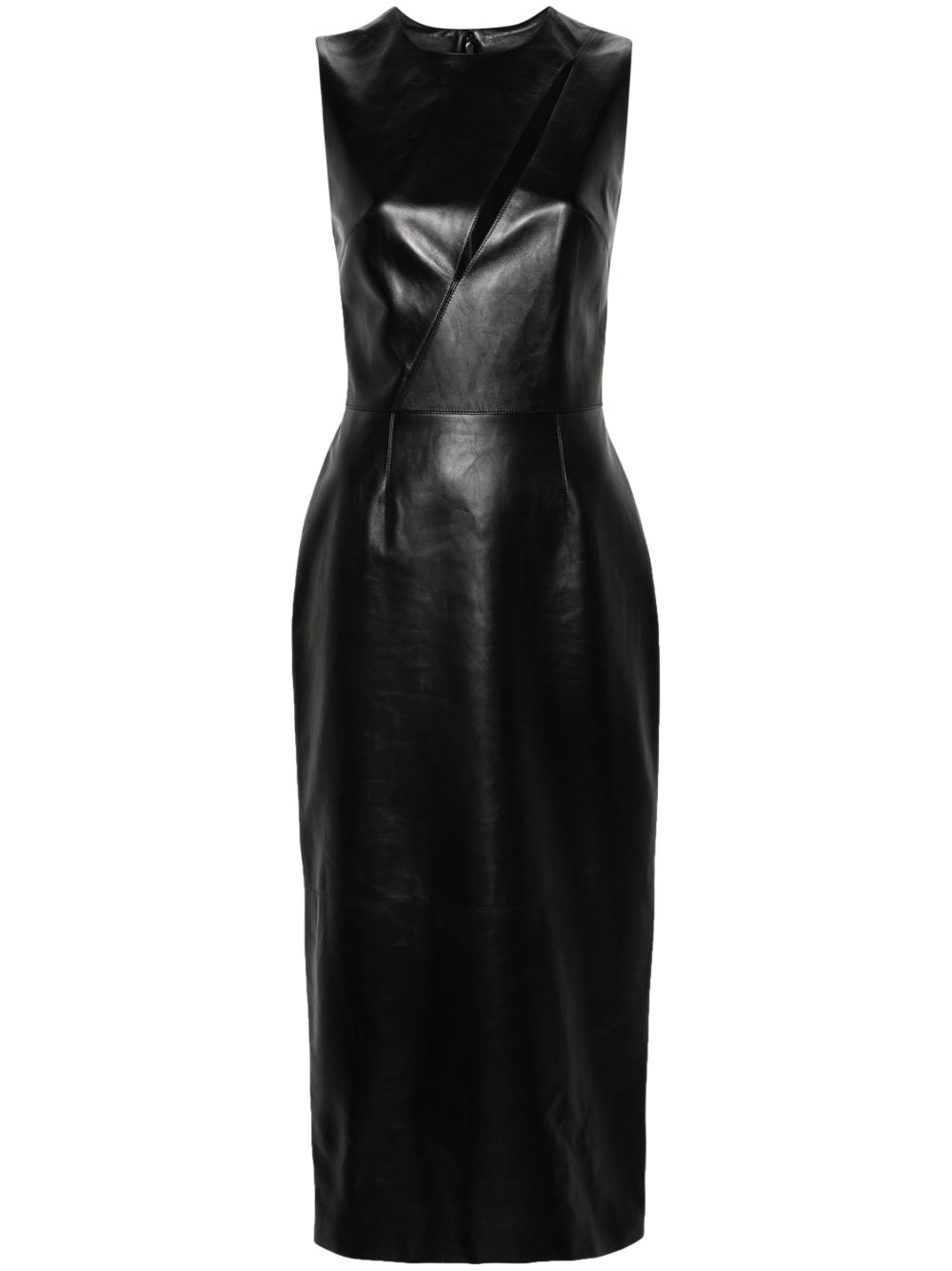 Alexander McQueen 皮质中长连衣裙 - 黑色