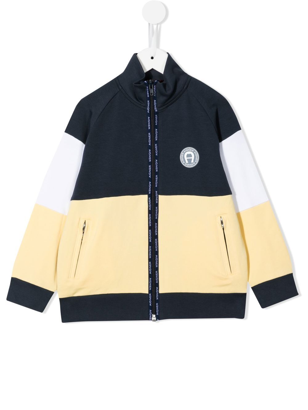 Aigner Kids 拼色拉链夹克 - 蓝色