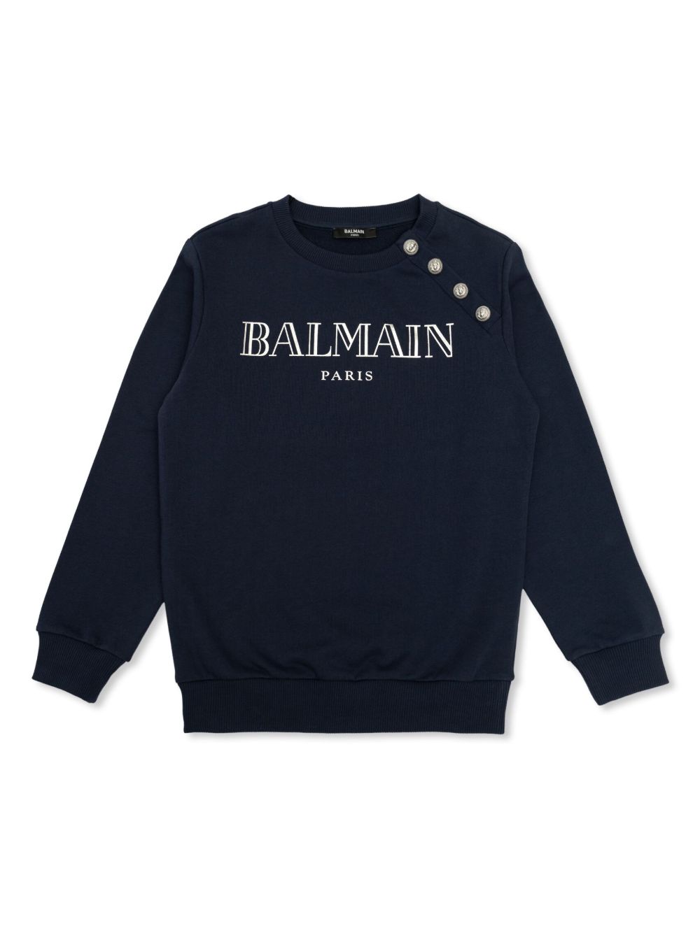 Balmain Kids logo印花棉卫衣 - 蓝色